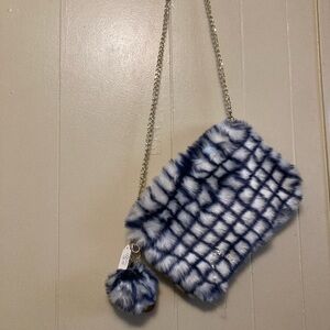 Stylish Blue and White Fur Crossbody Bag